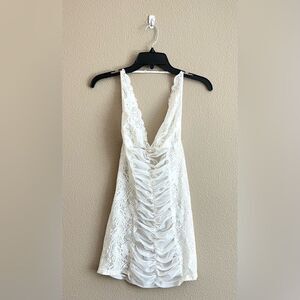 Frederick’s of Hollywood Vintage White Lace Rushed Halter Lingerie